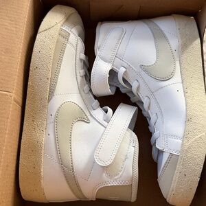 Nike White and Tan High-Top Sneakers